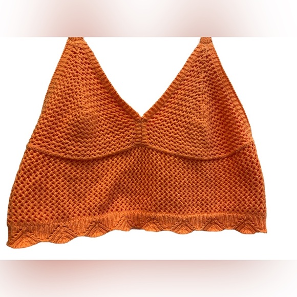 Willow & Wind Orange Crochet Bralette Cotton Knit Crop Top 🧡🧡 - Picture 4 of 6